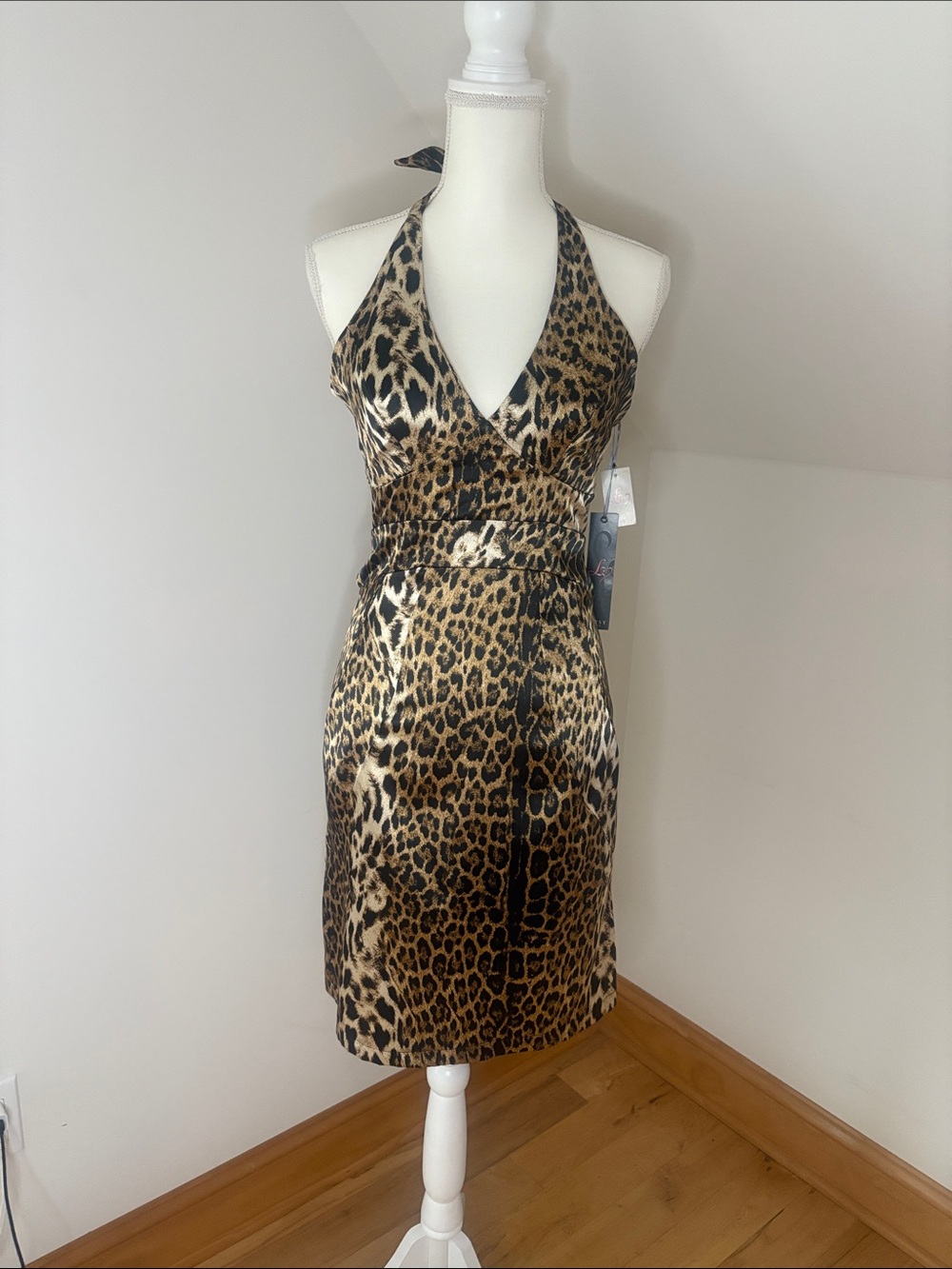 Lipsy Leopard Print Halter Backless Dress - Brown, Black